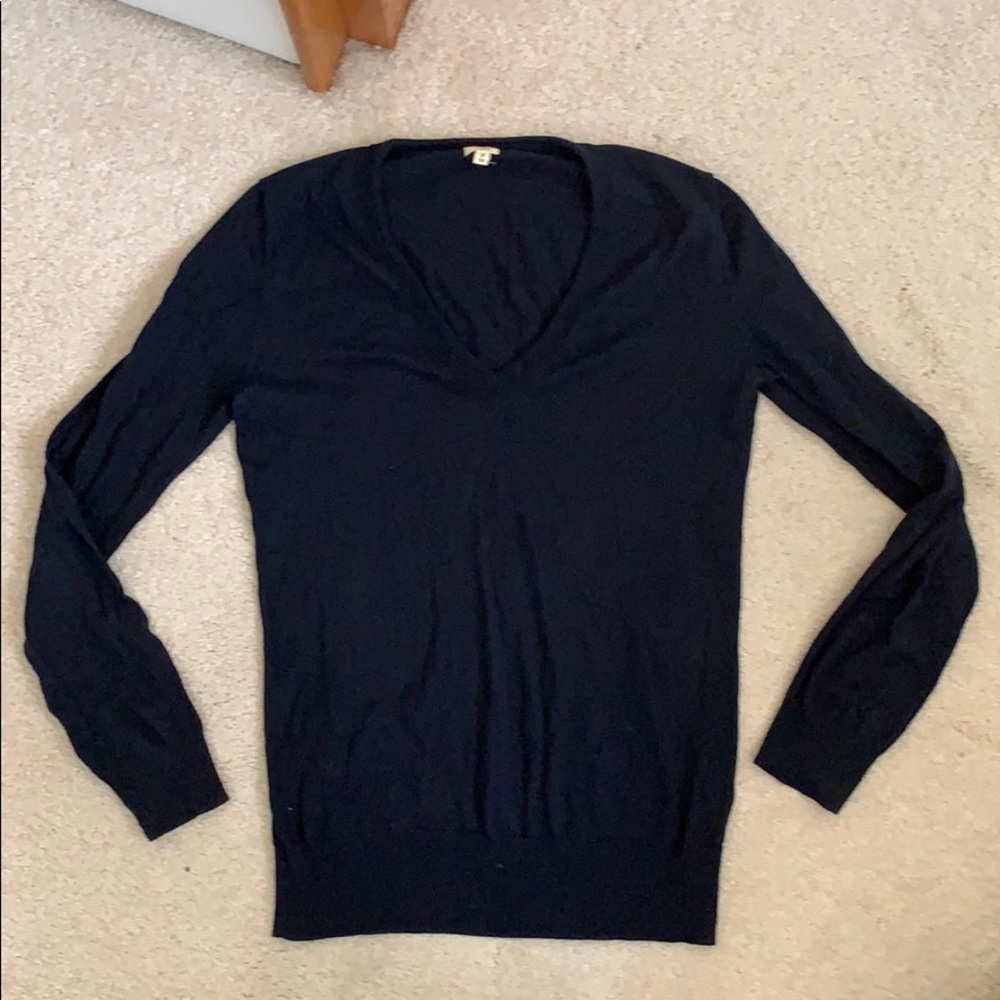 Jcrew Factory 100% cotton V Neck Navy Sweater SZ S